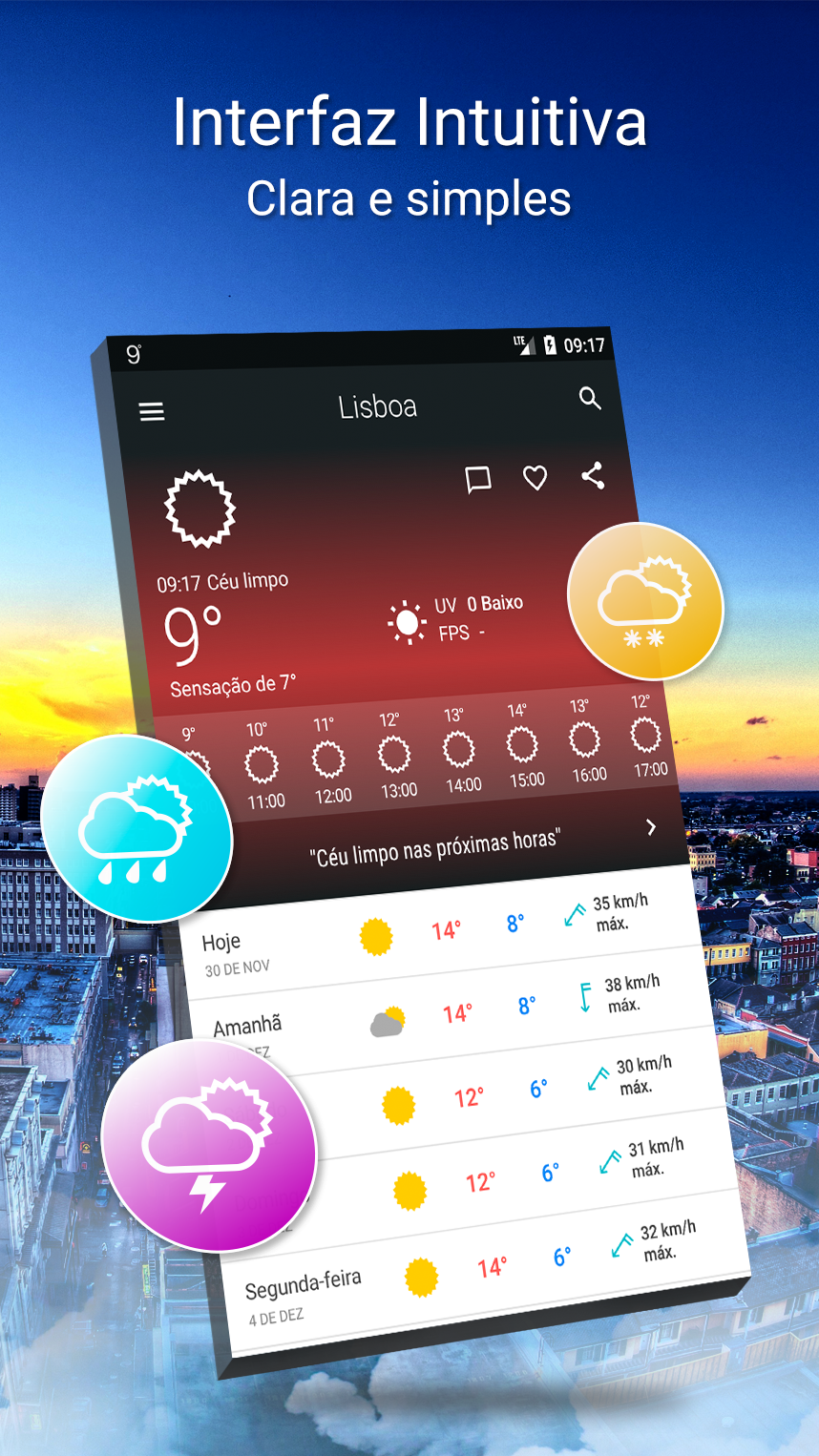Interfaz intuitiva, clara e simples