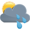 Nublado e pancadas de chuva