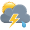 Pouco nublado com tempestade eléctricas