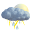 Pouco nublado com tempestade eléctricas