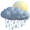 Nublado e pancadas de chuva