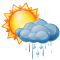 Nublado e pancadas de chuva