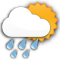 Céu limpo com algumas nuvens e aguaceiros