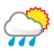 Céu limpo com algumas nuvens e aguaceiros